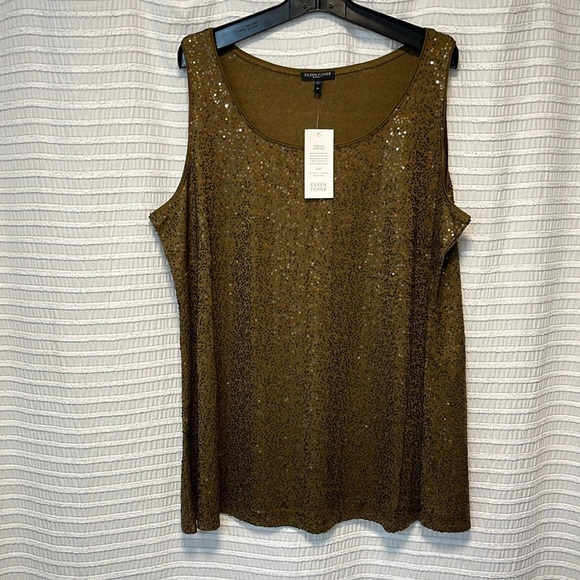 Eileen Fisher Tops - Eileen Fisher Silk Stretch Sequin Long Tunic Tank